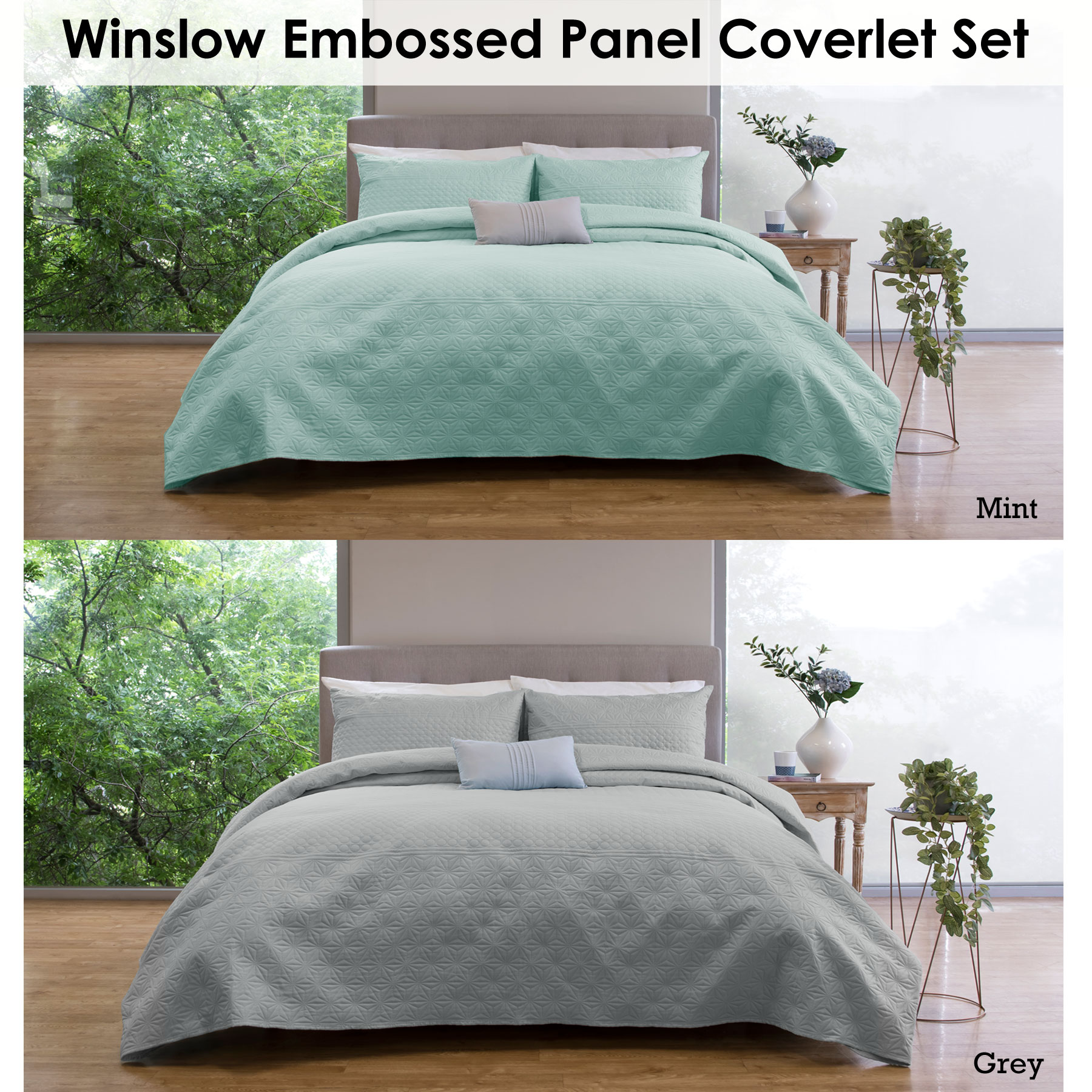Soft Embossed Queen King Bed Quilt Set Bedspread Dark Grey 2