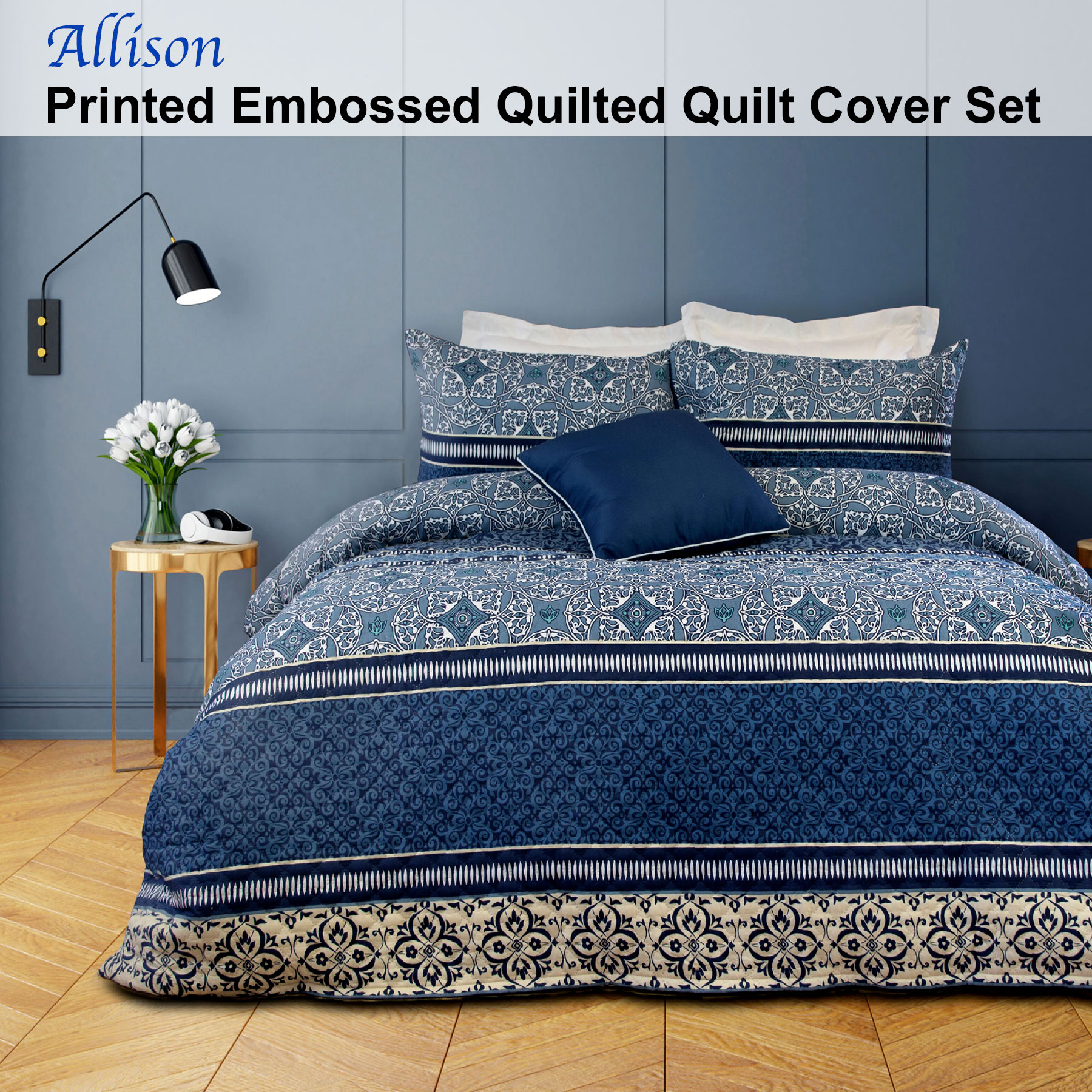 Allison Printed Embossed Quilt Cover Set By Ardor Single