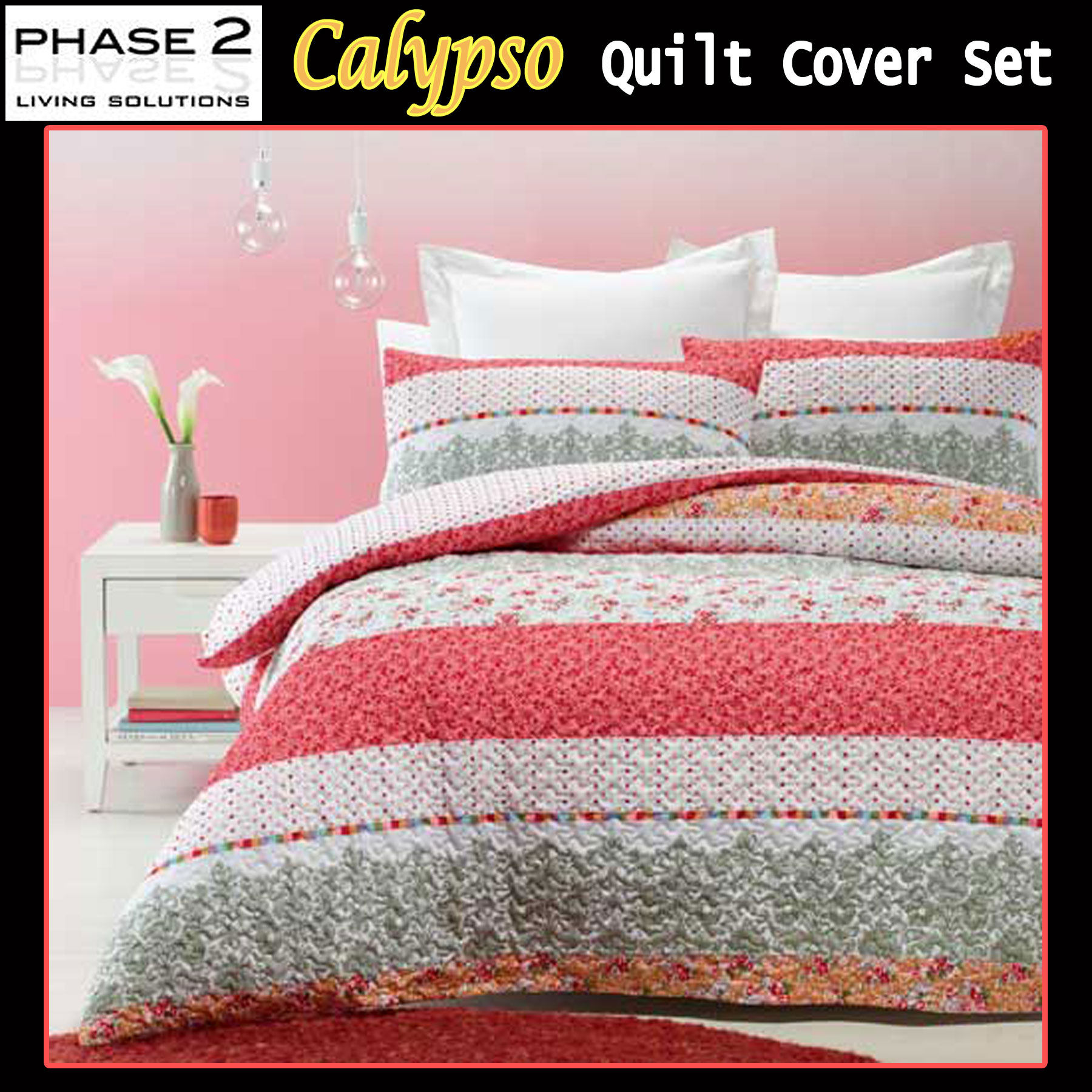 Calypso Quilted Quilt Duvet Cover Set By Phase 2 Double Queen