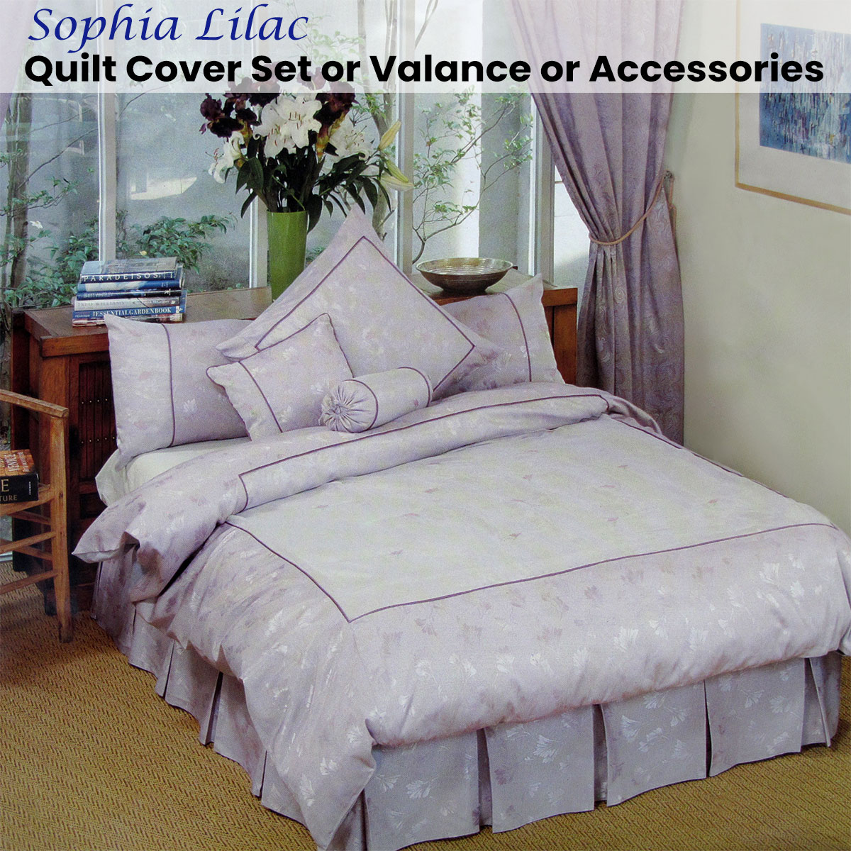 Sophia Lilac Voile Jacquard Quilt Cover Set by Phase 2