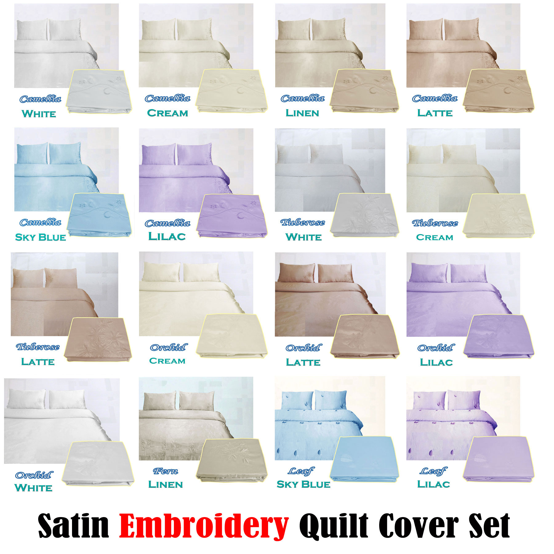 Satin Embroidery Quilt Cover Set